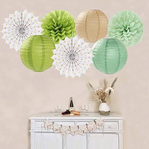 Miniatura 133 de Decoraciones de fiesta de otoño de melocotón beige y naranja, 14 faroles de papel, 14 piezas de otoño de cosecha de Acción de Gracias, cumpleaños