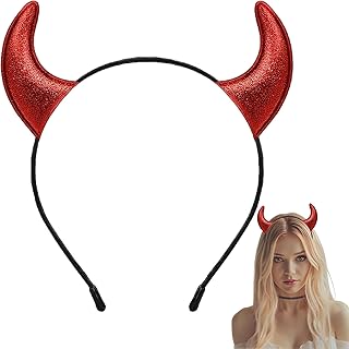Halloween-Headband Devil-Headbands Glitter Devil Horns Headband Red Sparkly Costume Hairband for Halloween Fancy Dress Cosplay Party Supply Women