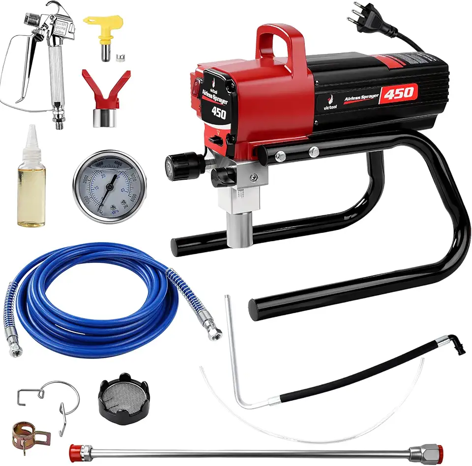 Máquina De Pintura Airless VICTOOL, 2,2L/MIN para Interiores Residenciais 3300psi 1800W, Alta Eficiência com Baixa Pulverização Excessiva para Pintura de Casas e Sobrados 220V/60 Hz