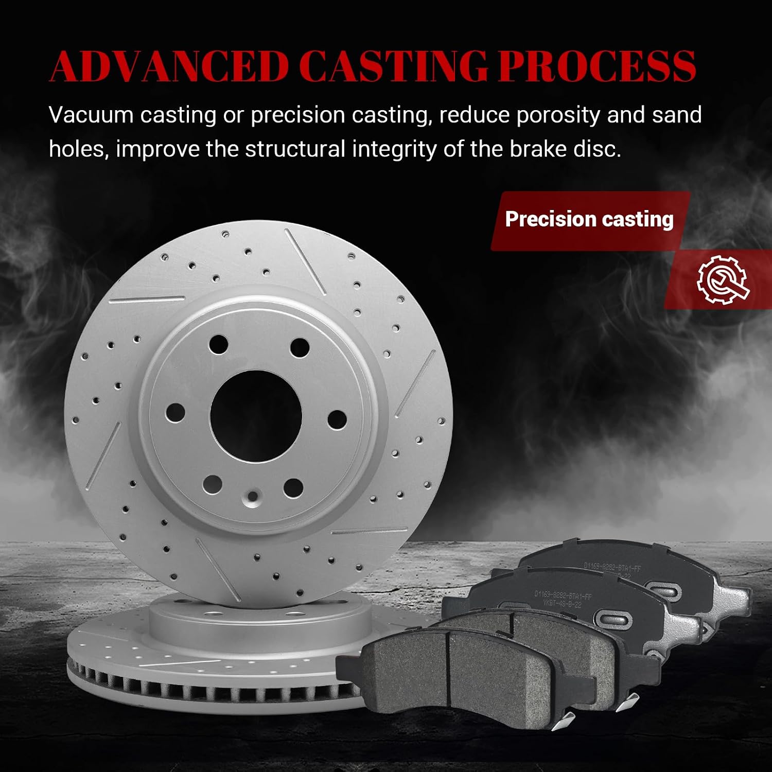 Front & Rear Drilled Slotted Rotors and Ceramic Disc Brake Pads Kit for Buick Enclave 2008-2017, for Chevy Traverse 2009-2017, for Saturn Outlook 2007-2010, for Gmc Acadia (Limited)