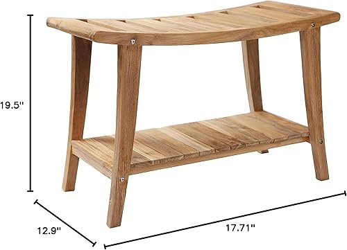 Miniatura 2 de NORDIC STYLE TEAK Banco de madera para ducha y spa con estante, uso en interiores y exteriores (estilo asiático de 30 pulgadas)