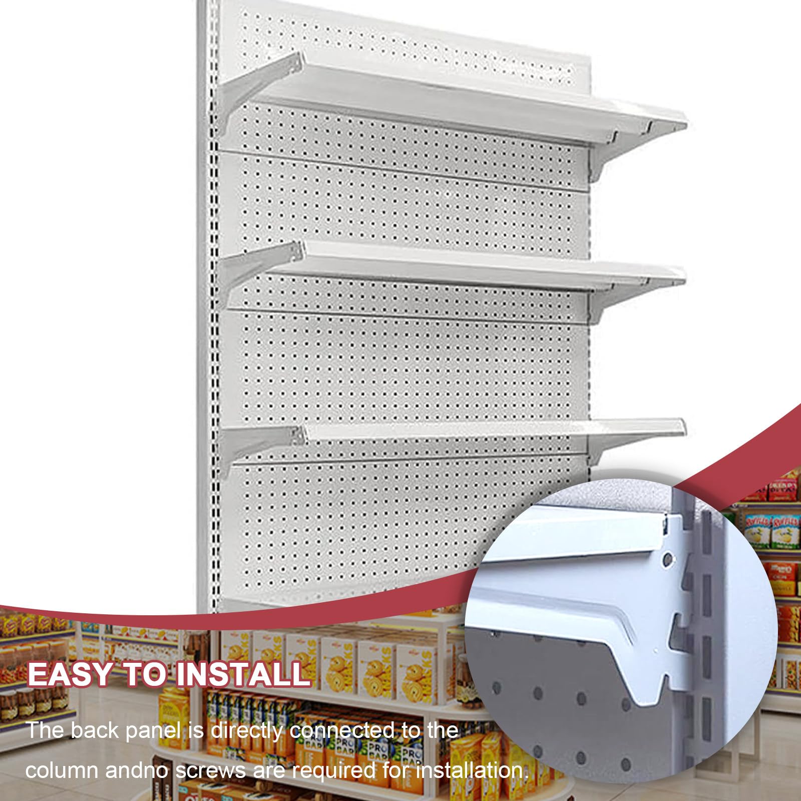 Scaffalatura da Parete per Negozi Gondola con 5 Ripiani su Un Lato, per Negozi di Alimentari, supermercati, scaffali per supermercati Resistenti per esposizioni durevoli 123×43×195cm