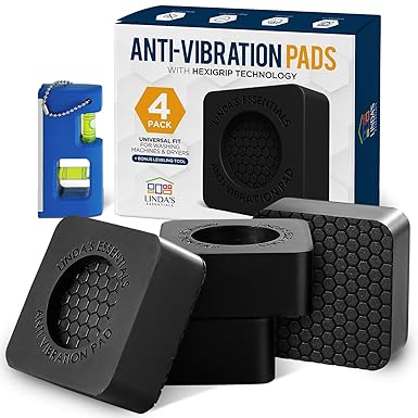 Anti Vibration Pads for Washing Machine and Dryer (Set of 4) - Universal Washer Anti Vibration Pads with HexiGrip™ - Washing Machine Accessories & Leveling Pads – Vibration Dampening Mat