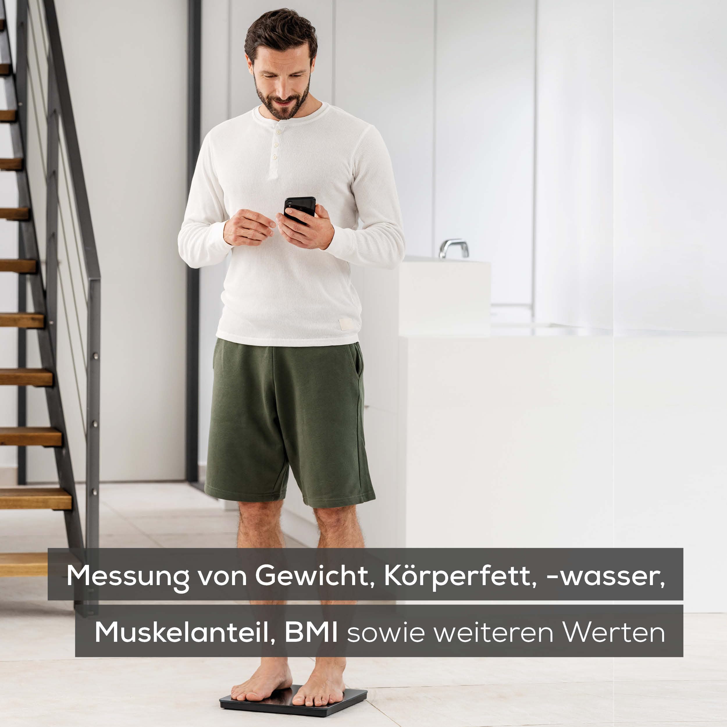 Beurer BF 500 Personenwaage mit Bluetooth & App, digitale Körperfettwaage mit Messung von Körperfett, Muskelanteil, Kalorienbedarf etc., XL-Display, Datenübertragung zu Apple Health & co., bis 180 kg