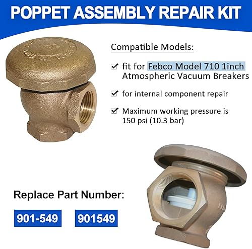 Miniatura 2 de 901-549 Kit de reparación de ensamblaje de capó y paleta para modelos Febco 710 de 1 pulgada de repuesto para disyuntores de vacío a presión #