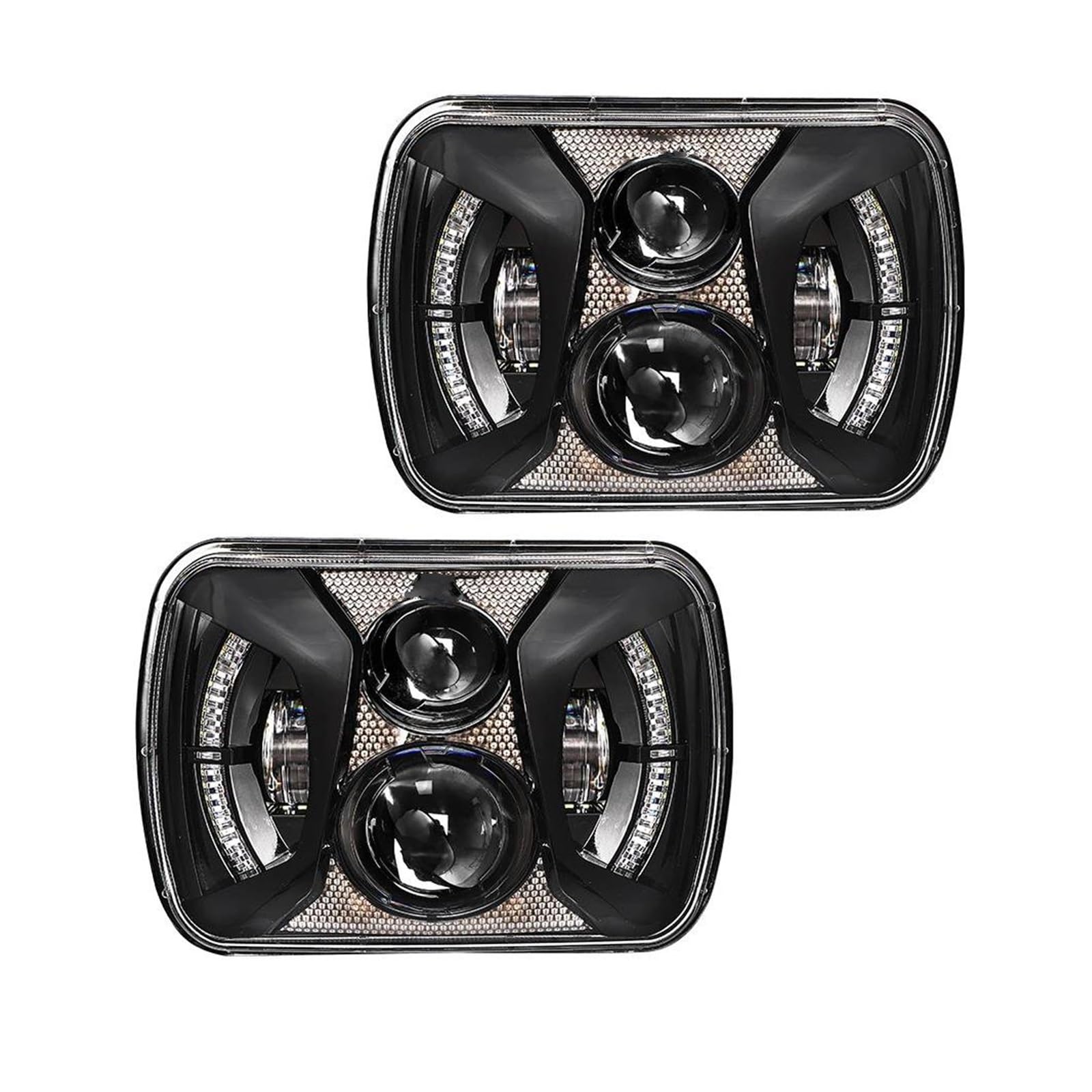 Alloggiamenti 7x6 ''5X7 Pollici Faro A Led Quadrato Bianco DRL Illuminazione Per Jeep Per Cherokee XJ Per Wrangler YJ Moto Auto Fuoristrada Camion H6054 Fari Anteriori Auto(2pcs 75W)
