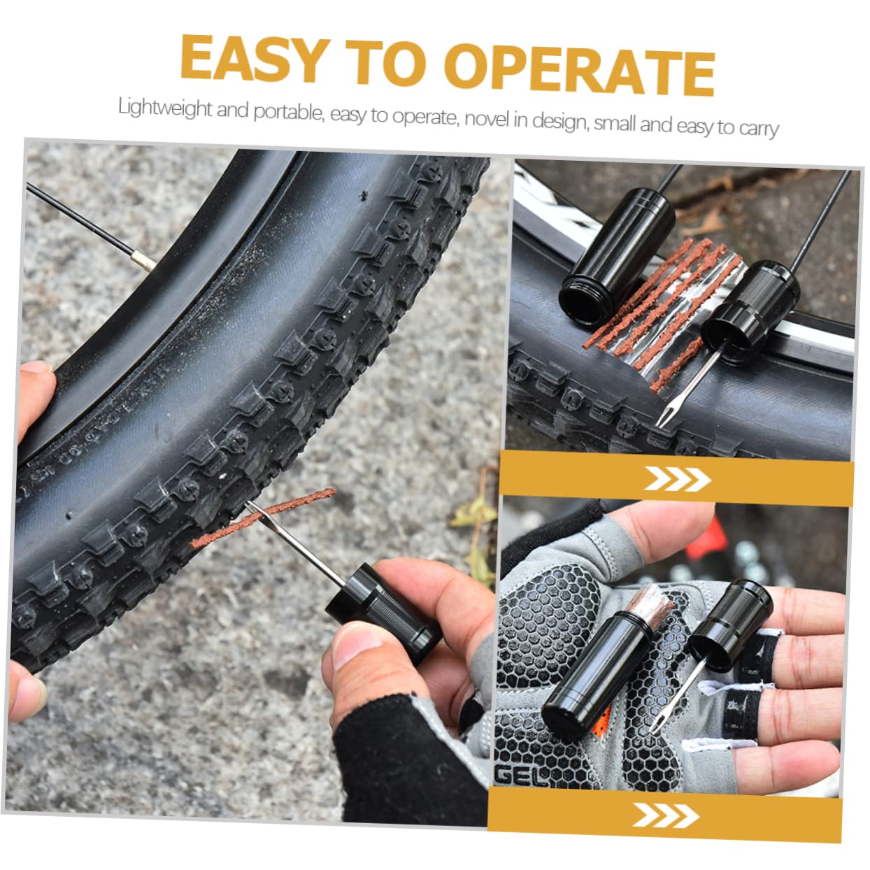 PRETYZOOM 1Set Professional Cycling Repair Strip Kit Emergency Rubber Repair Strings for Puncture Lightweight Durable Tire Plug for Bicycles Easy to Operate and Portable