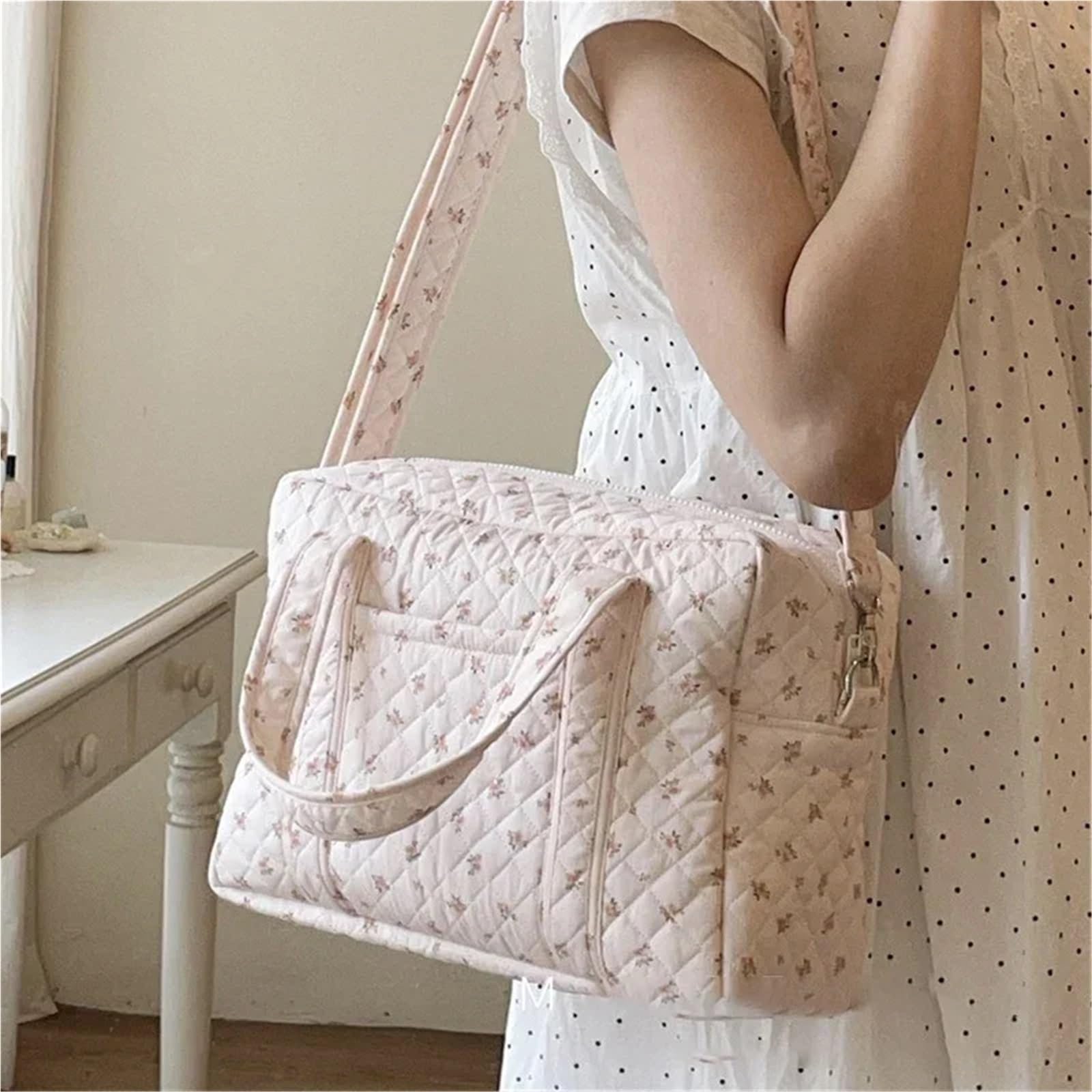 Borsa Passeggino Universale Borsa portaoggetti for Mamma Borsa a Tracolla Multifunzionale Borsa a Tracolla Leggera Trapuntata Floreale in Cotone Moda Portatile