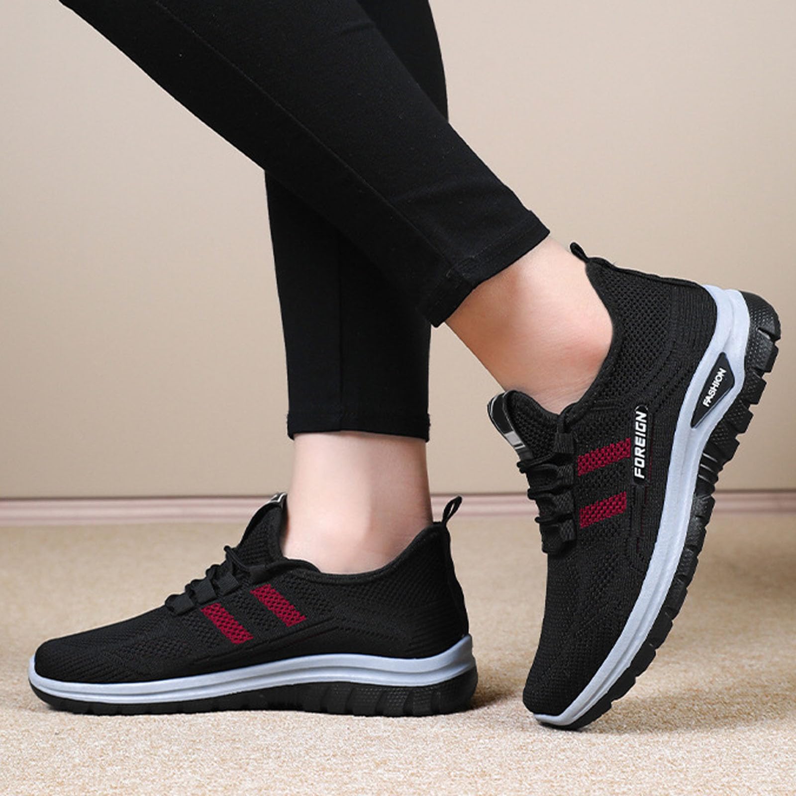 Baskets pour femme - Légères et confortables - Ergonomiques - Antidérapantes - Respirantes - Chaussures de sport plates