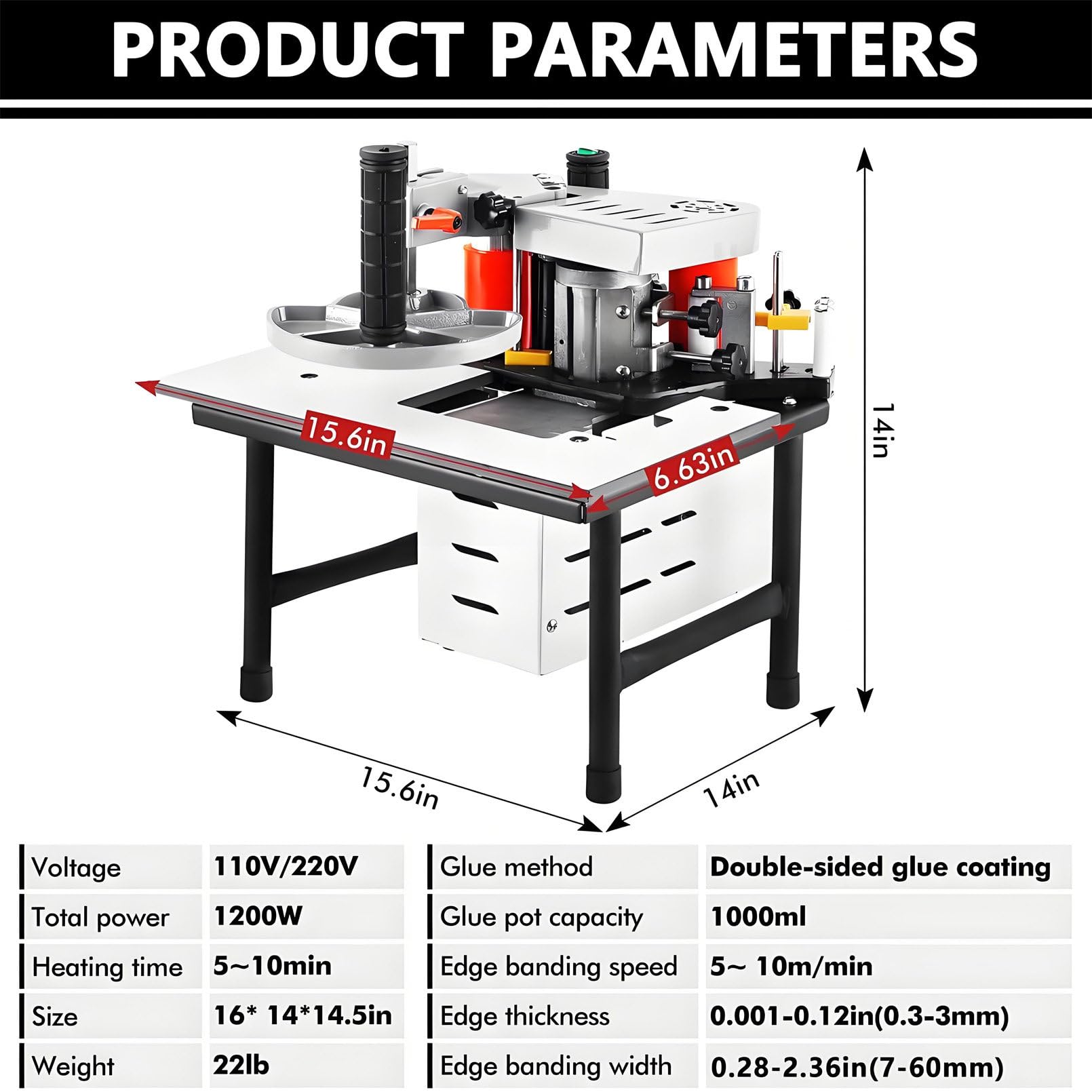 Machine à lamelles pour bois et PVC, double face, température réglable de 150 °C à 180 °C, 1200 W, idéale pour les projets de travail du bois, facile à utiliser et efficace