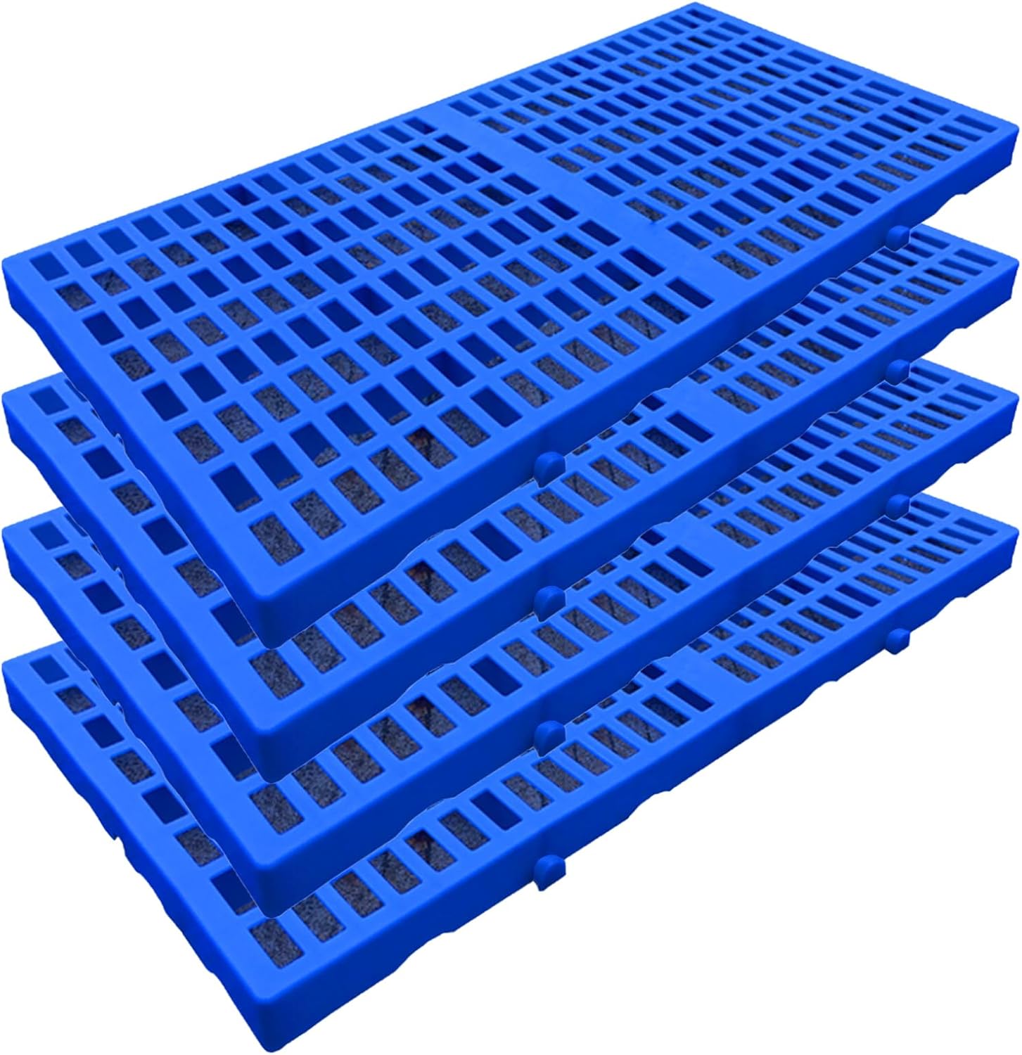 Lightweight Nestable Plastic Pallet, Waterproof Storage Grid Pad, 4Pcs HDPE Breathable Floor Pallets, Moisture Grids Article Racks for Kitchen Garage Basement,60 x 30 x 3cm