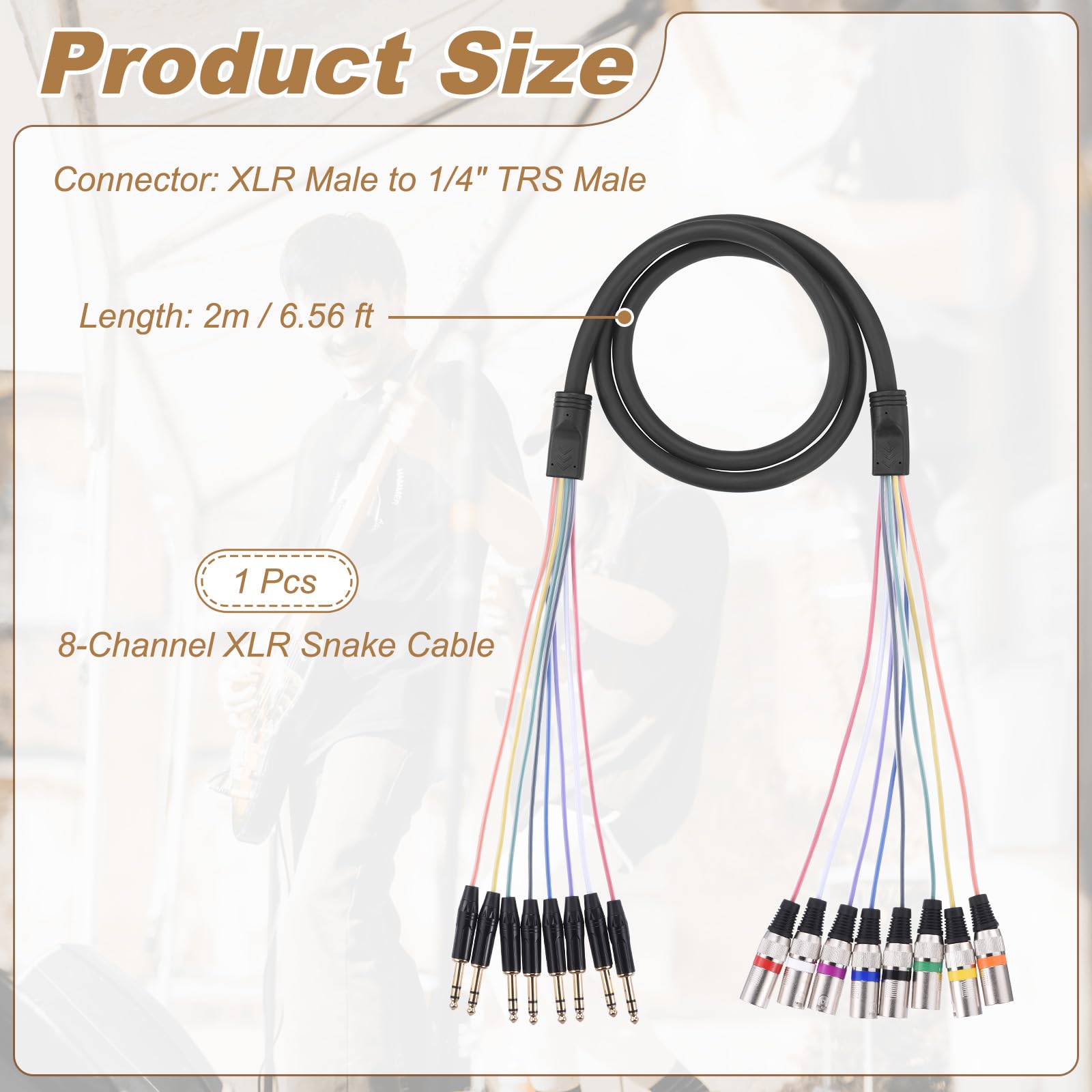 QUARKZMAN Cavo Serpente XLR 8 canali 6,56 piedi Maschio XLR a TRS 1/4"