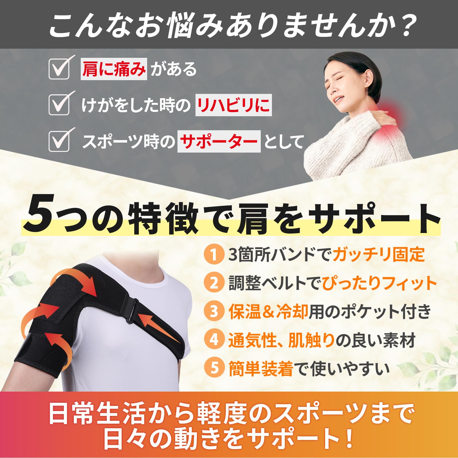 Amazon.co.jp: 【理学療法士監修の5つの機能設計】 肩 サポーター 保冷