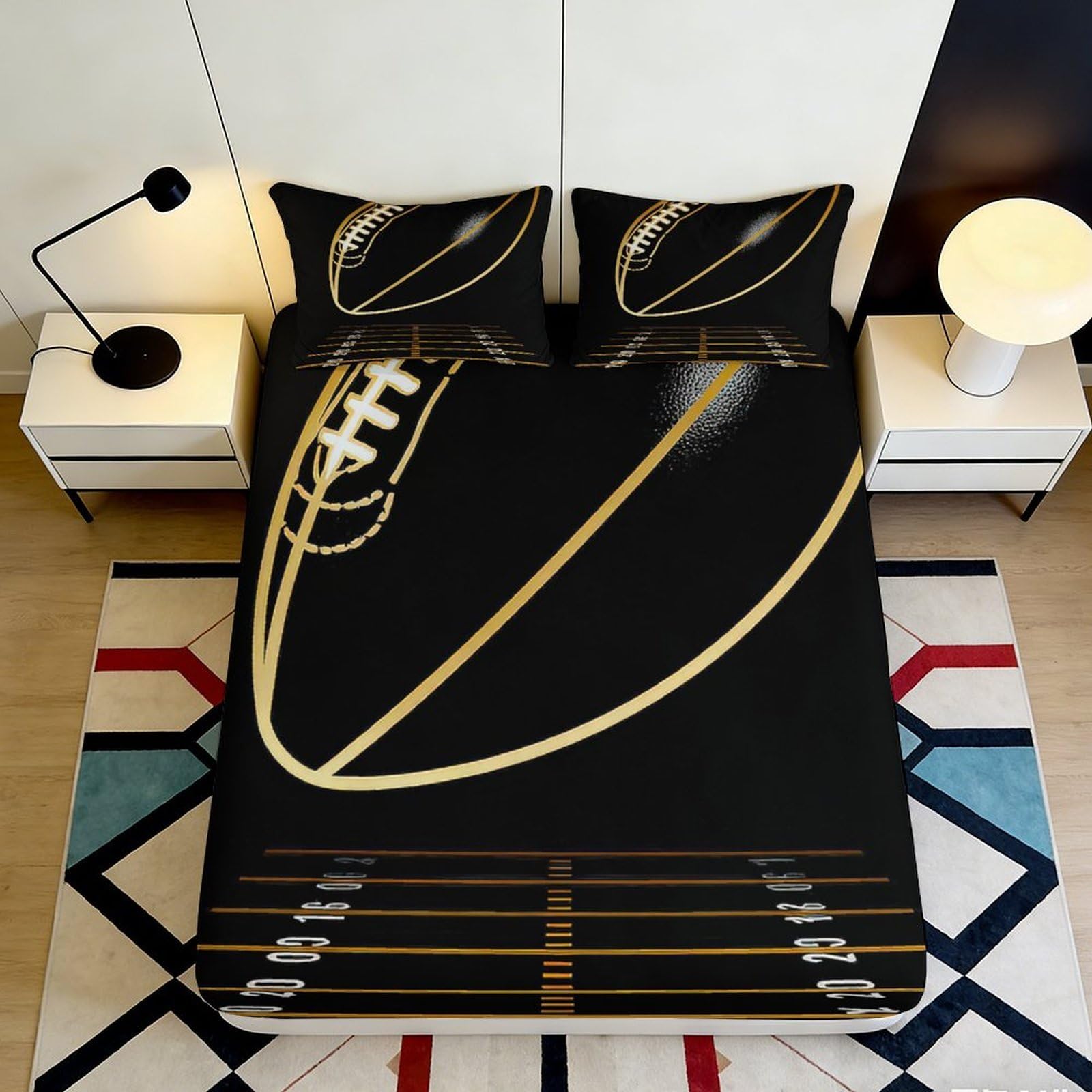 3D Printed Basketball Fitted Sheet Microfiber Deep Pocket Non-Slip Bedroom Bedding Basketball Mattress Fitted Cover for Adults Teens 120x200x25cm