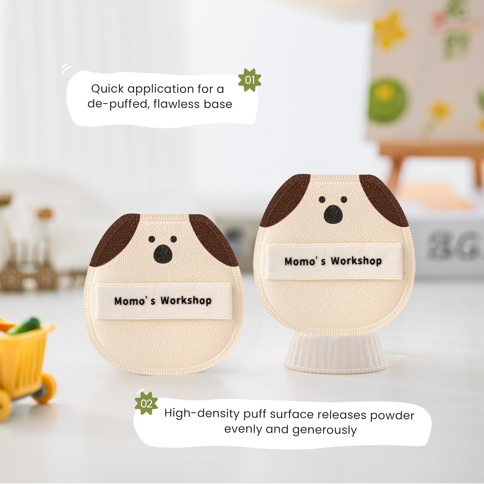 Momo's Workshop 2pcs Powder Puff, Makeup Sponge for Liquid Foundation Ultra Soft Face Powder Puff, Hypoallergenic - Image 4