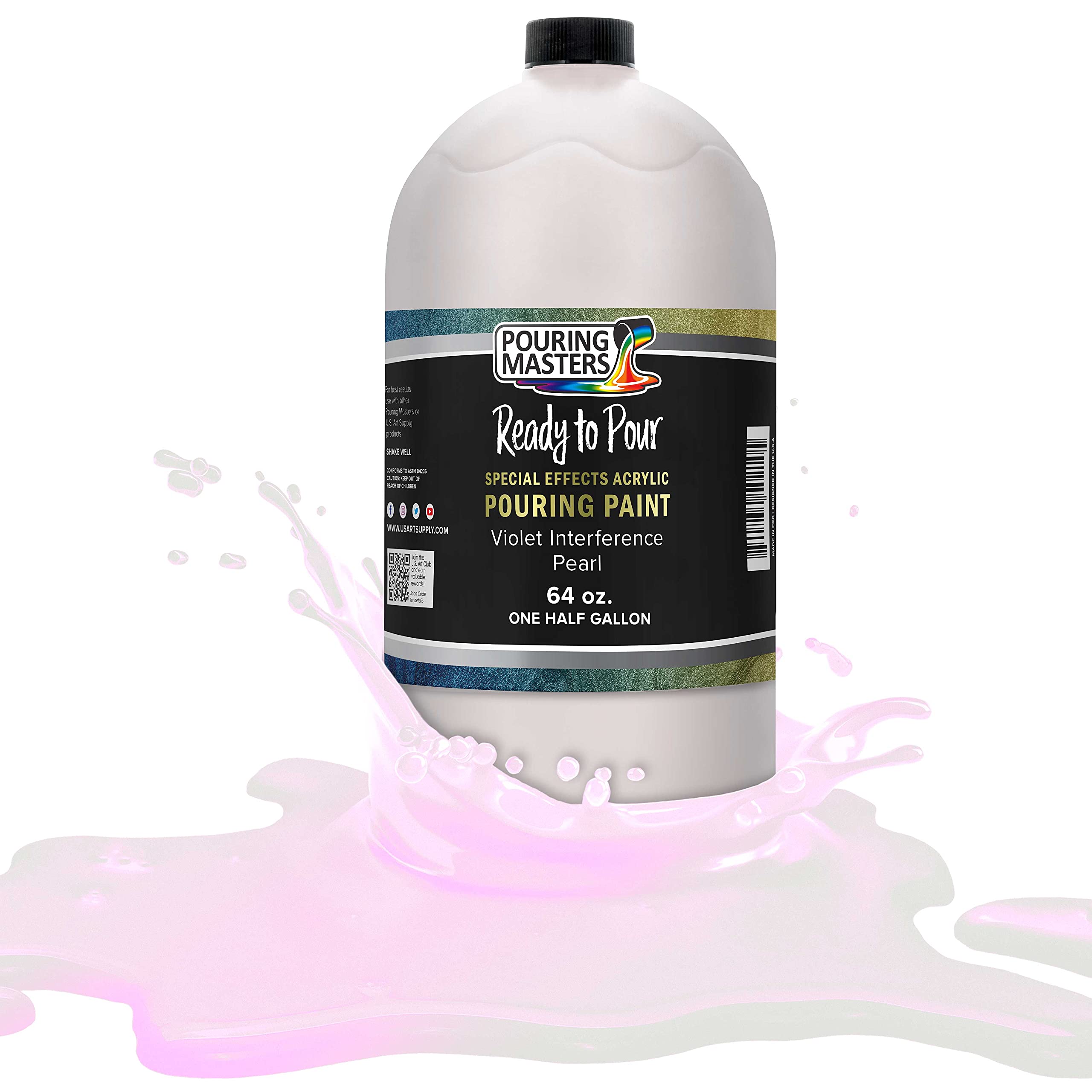 Pouring Masters Violet Interference Pearl Special Effects Acrylic Pouring Paint - Premium 64-Ounce Pre-Mixed Fluid Acrylic Paint - Fluid Art Supplies