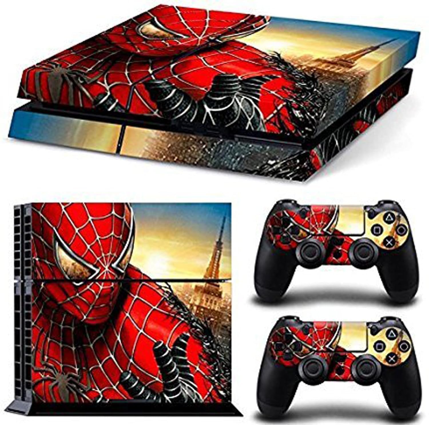 Spider-Man Theme 3M Skin Sticker Cover for PS4 Console and Controllers [Video Game] Pack of 1