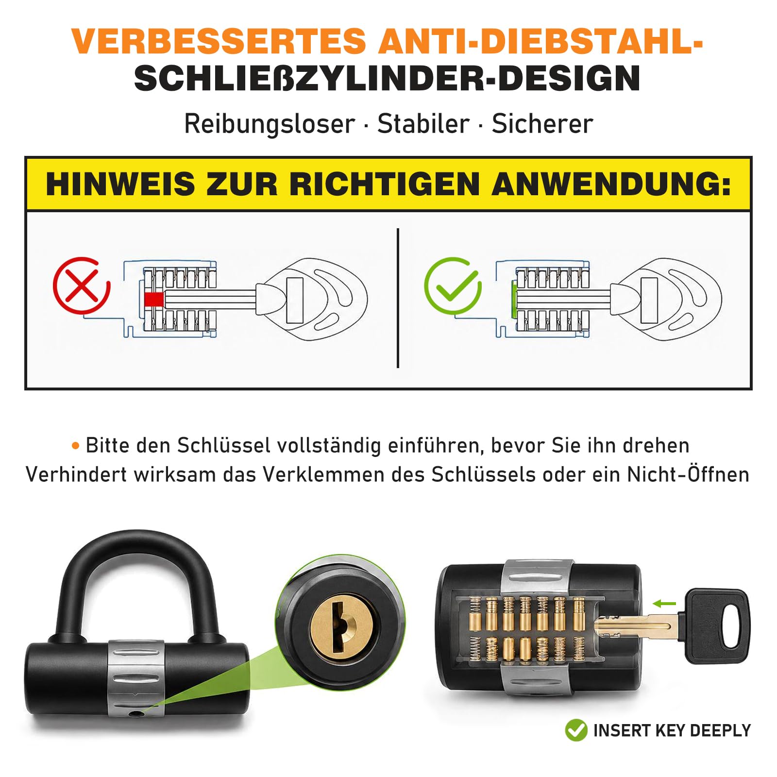 Motorrad Kettenschloss 12 mm, Gehärtete Sicherheitskette mit Bügelschloss und 4 Schlüsseln, Diebstahlschutz für Motorrad, E-Bike, Roller und Fahrrad, 150 cm – Silber