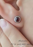 Vista 62 de Real Crystal Birthstone Sterling Silver Stud Earrings Jewelry for Women Fashion Trendy Western 925 Antiqued Boho Handmade Best Gift for Her keenove