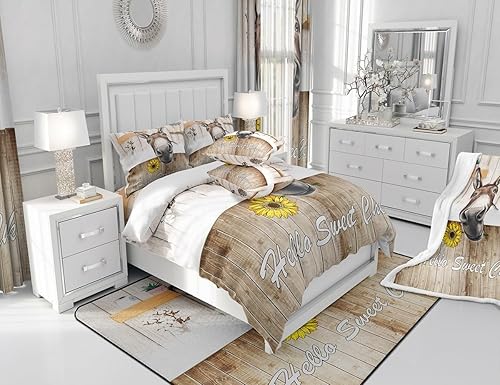 Miniatura 6 de Manfei Lindo juego de edredón de burro tamaño individual, juego de ropa de cama con temática de animales de granja, 2 piezas para niños,