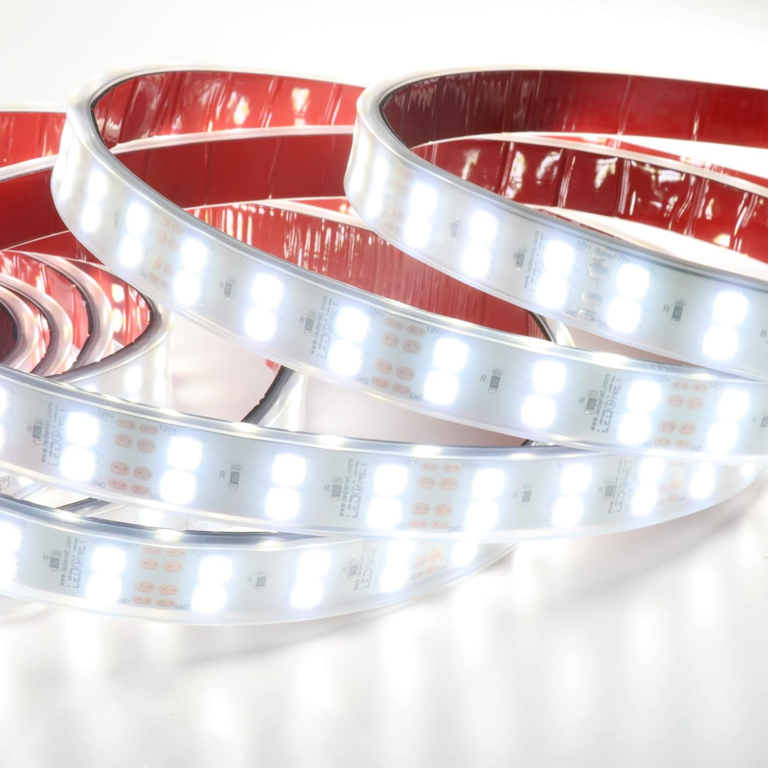 SMD5050 White LED Strip Lights, Car Truck Tire Strips Light, 6500K Double Row 12V DC Flexible Dimmable Ribbon Tape LED Lamps, Outdoor Waterproof IP67 Truck Lighting