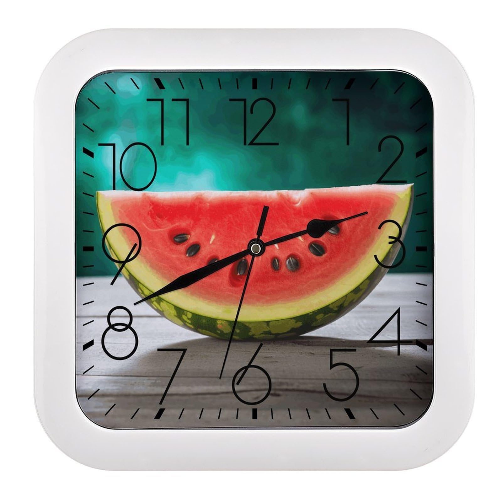 FekiLoot Watermelon with Smiley Wall Clock 10.2" Modern Farmhouse Square Clocks Silent No Ticking, Wall Art and Timepiece Clock for Shelf Table Mantel Or Bedside Clocks