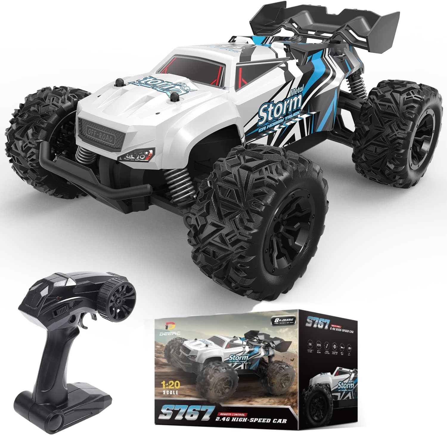 DEERC All-Terrain RC Car with Dual Rechargeable Batteries