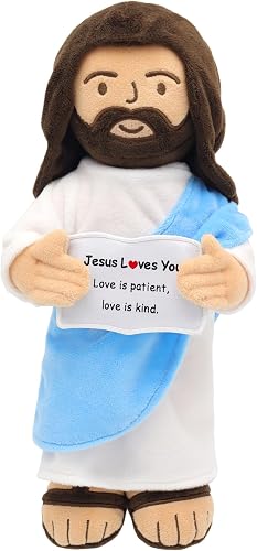 Yelakey 13" Jesus Plush Doll Toy with Scripture Message Christian Gift (C)