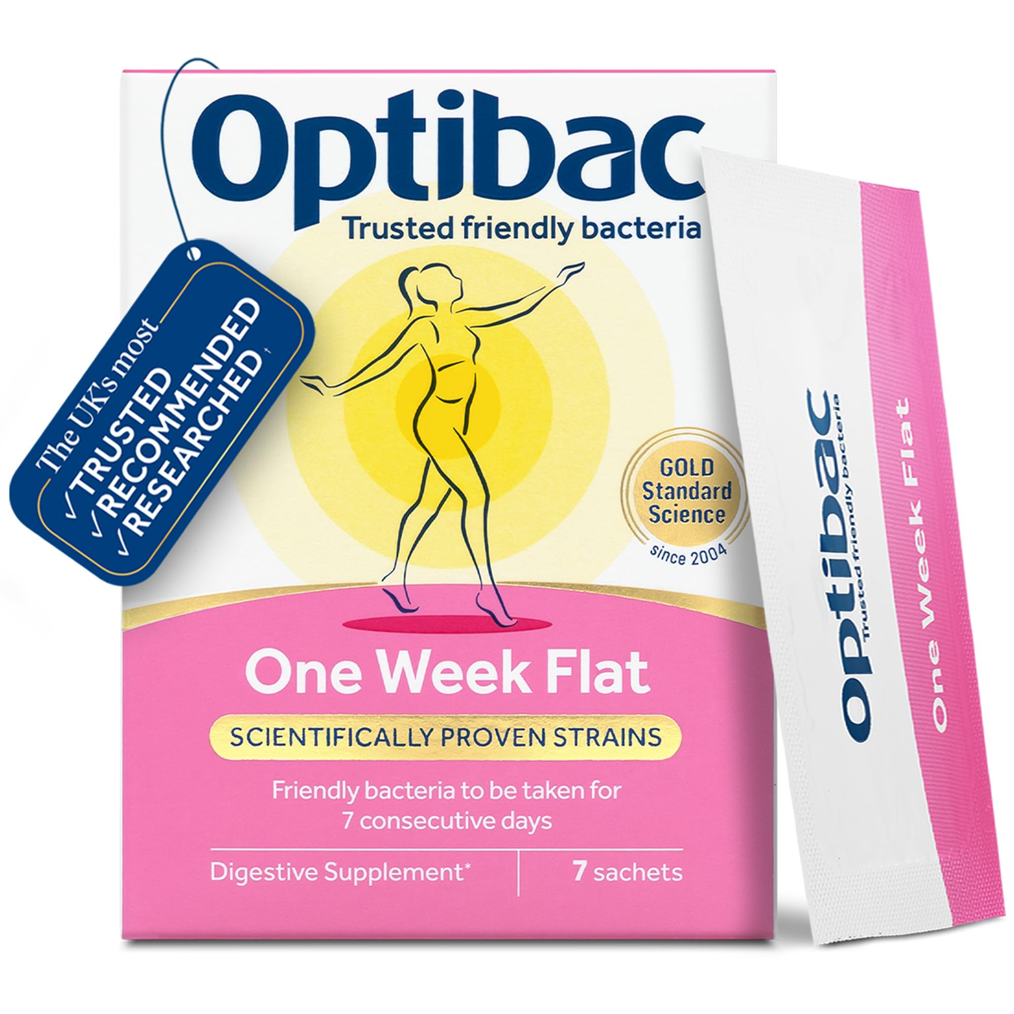Optibac One Week Flat, Vegan Digestive Supplement, 1 Week Supply, 7 Sachets