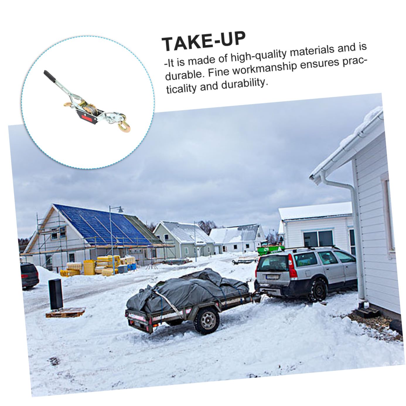 Veemoon 2t Power Puller Cable Grip Lightweight Dual Hook Ratchet Tool with Steel Cable Portable Hand Winch for Automotive and Heavy Loads Steel Construction Anti-Slip Handle for Easy Use