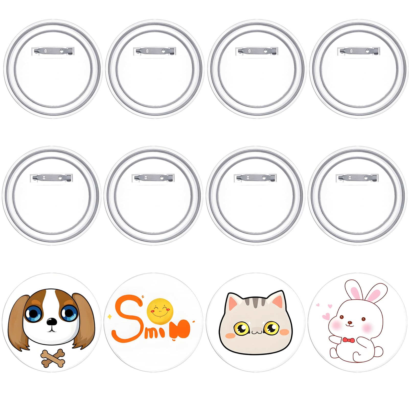 12 Pcs Acrylic Buttons Pin Badge, Clear Pins Buttons Badges Making Kit Blank Button Pins Bulk Make Your Own Buttons for DIY Crafts Supplies
