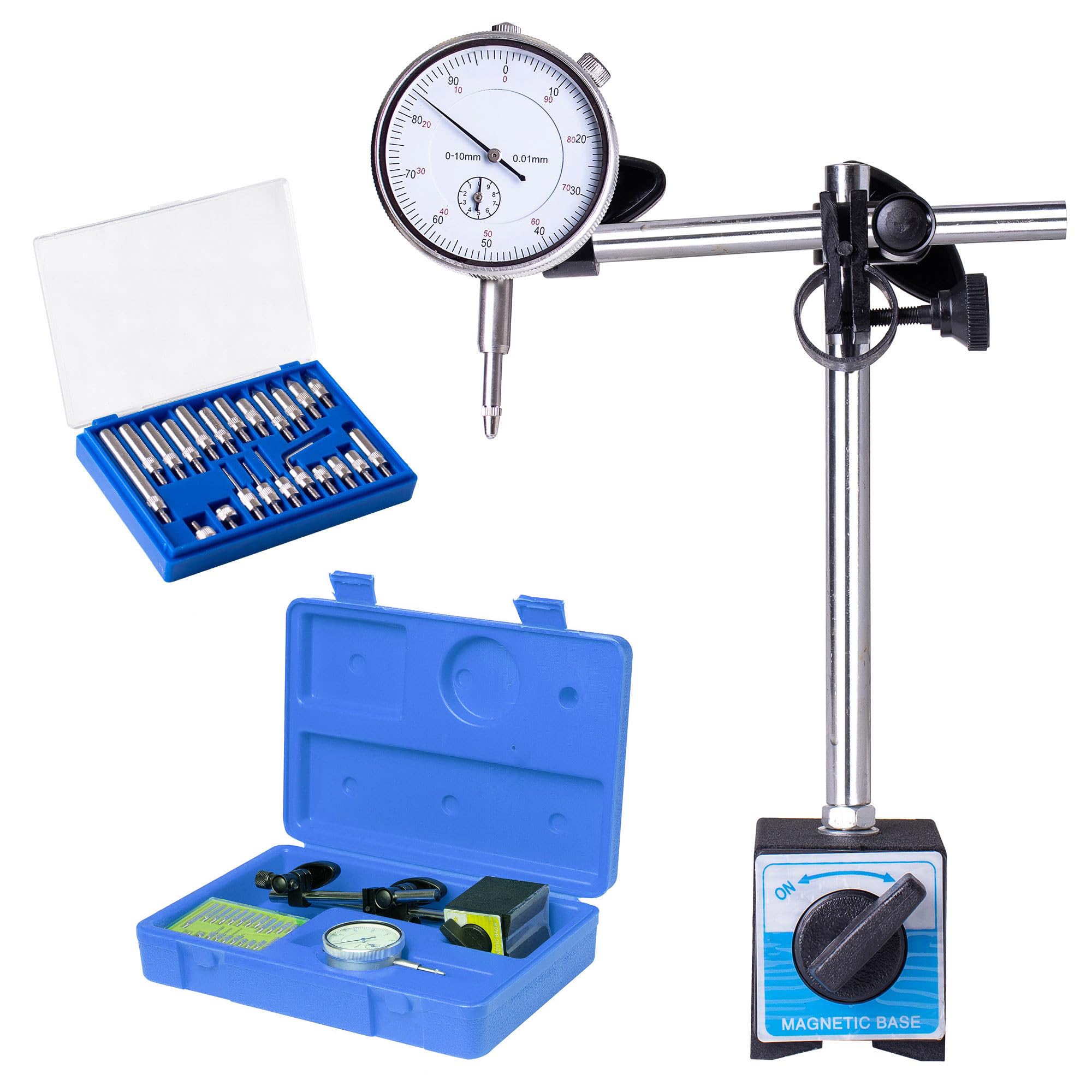 TC TECHNIC Indicateur métrique de test d'indicateur à cadran Dti + support avec horloge de