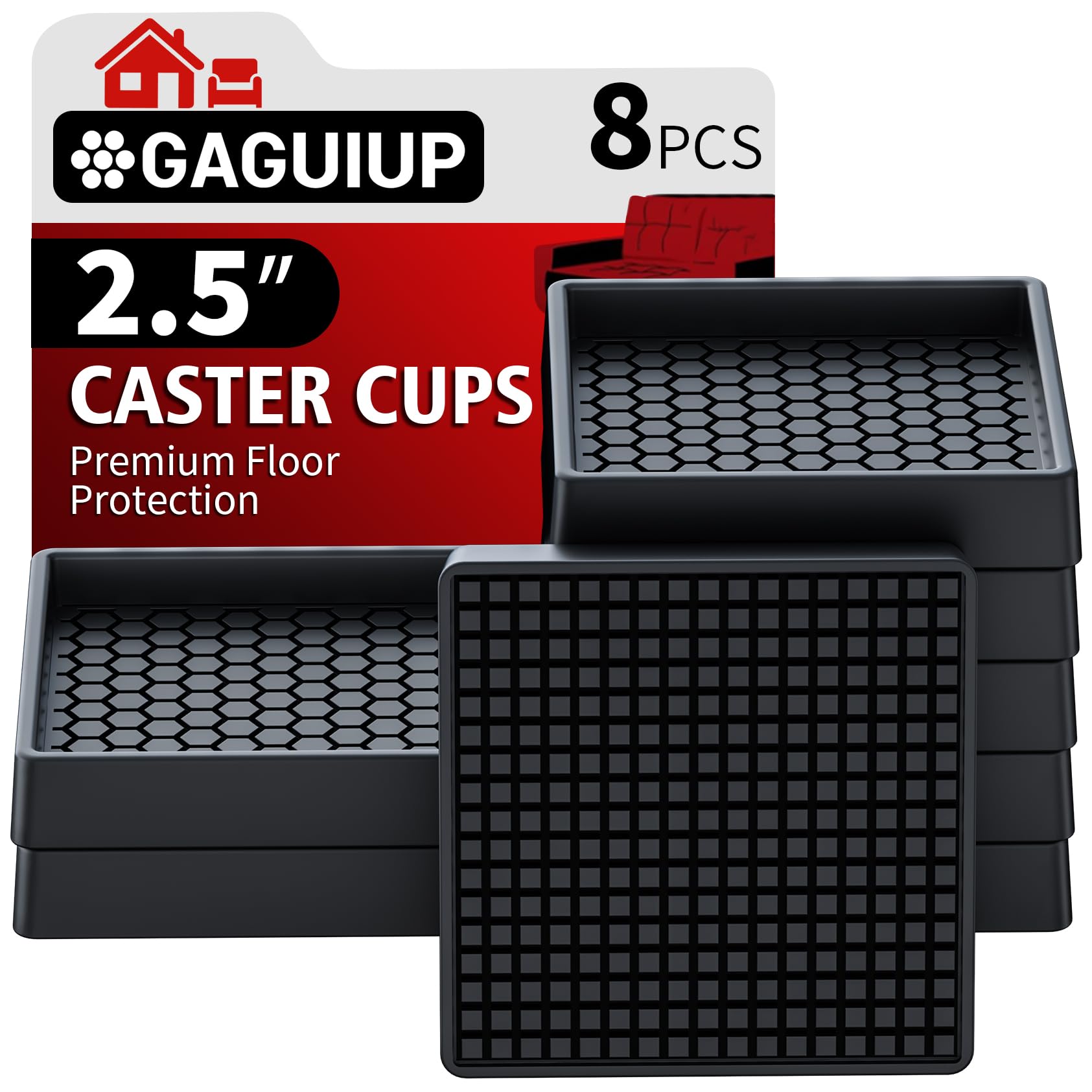 Photo 1 of **PARTIAL SET 4PCS*** Non Slip Furniture Pads- 2.5"x2.5" Square Anti Skid Caster Cups Furniture Coasters, Anti-Sliding Grippers Floor Protectors for Furniture Bed, Couch, Chair Leg, Black(Set of 8)
