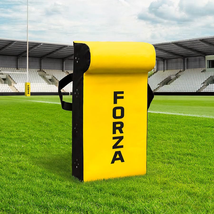 FORZA Rugby Tackle Shield with Top Wedge – High Density Foam Rugby Tackle Pad with 615gsm Waterproof Cover – Contact Training Shield for Rucking & Tackling Drills (Yellow, Youth)