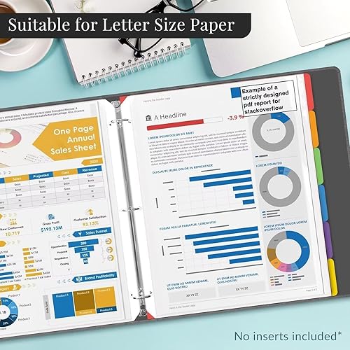 Miniatura 3 de Carpeta de 3 anillas, carpeta de anillos redondos de tela de 1 pulgada para papel tamaño carta, carpeta de tres anillos con divisores, organizador