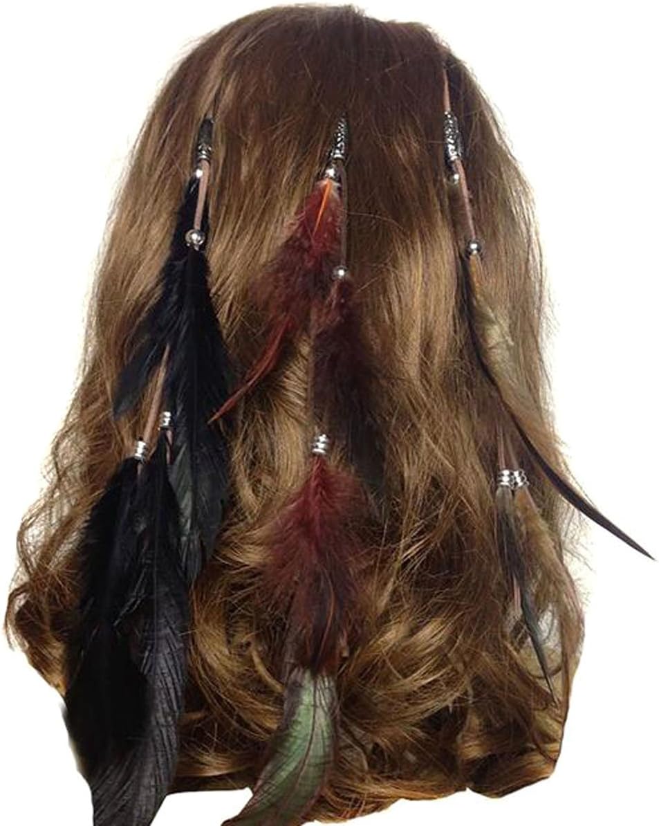 Amazon.com: 3 Pcs Handmade Boho Feather Clip Comb Hair Extensions ...