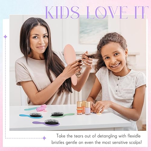 Miniatura 3 de Nuenen 6 piezas de cepillo desenredante húmedo para cabello seco, cepillo desenredante con cerdas suaves para mujeres, hombres, niñas y niños