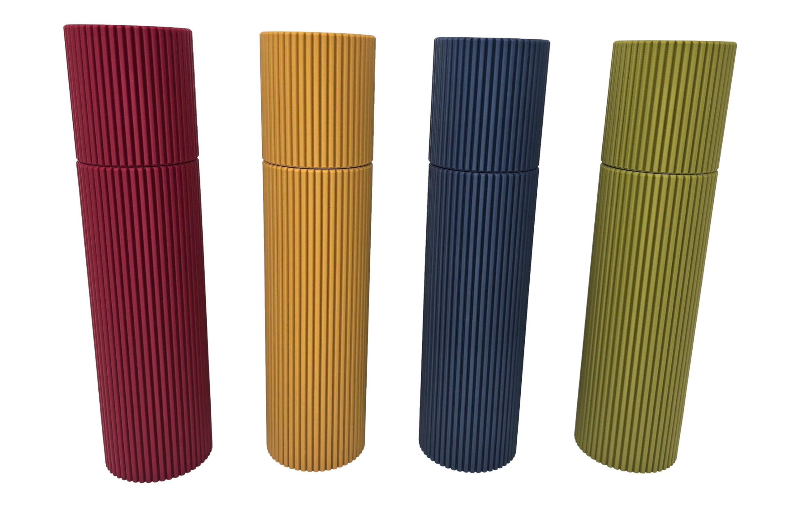Handgefertigte Design Salzmühle - Pfeffermühle – mit original Keramikmahlwerk inkl. Untersetzer und Einfülltrichter (Navy-Blau)