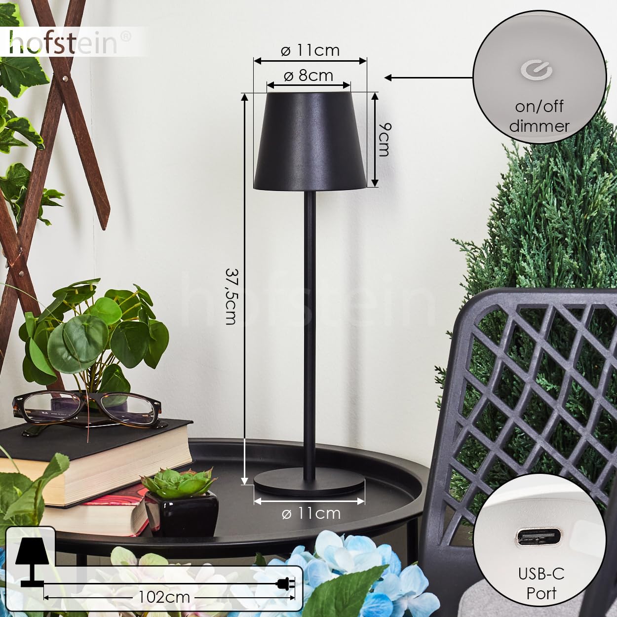 Lampe De Table À Led Anthracite Ip54 Pour Intérieur Et Extérieur 3,6 W