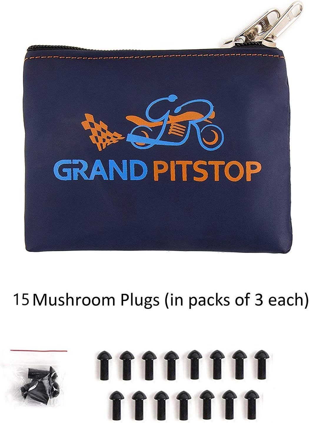 GRAND PITSTOP Tubeless Tire Puncture Repair Kit for Motorcycle and Cars with 15 Mushroom Plugs