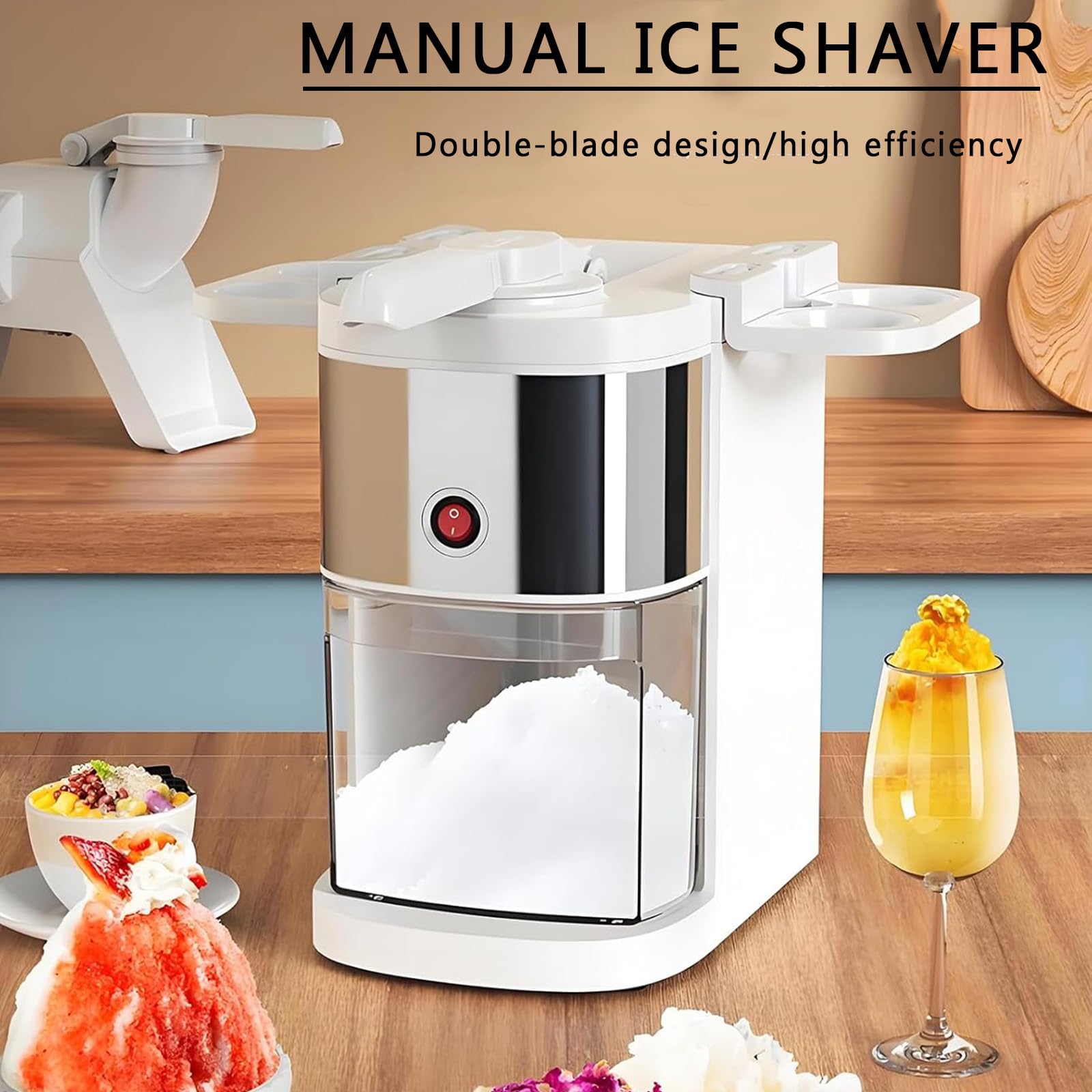 Tritaghiaccio Professionale, Macchina per Granita da 200 W, con Lame in Acciaio Inox, Alta Efficienza 80 kg/h, capacità 2,5 L, per Granite E Bevande Ghiacciate