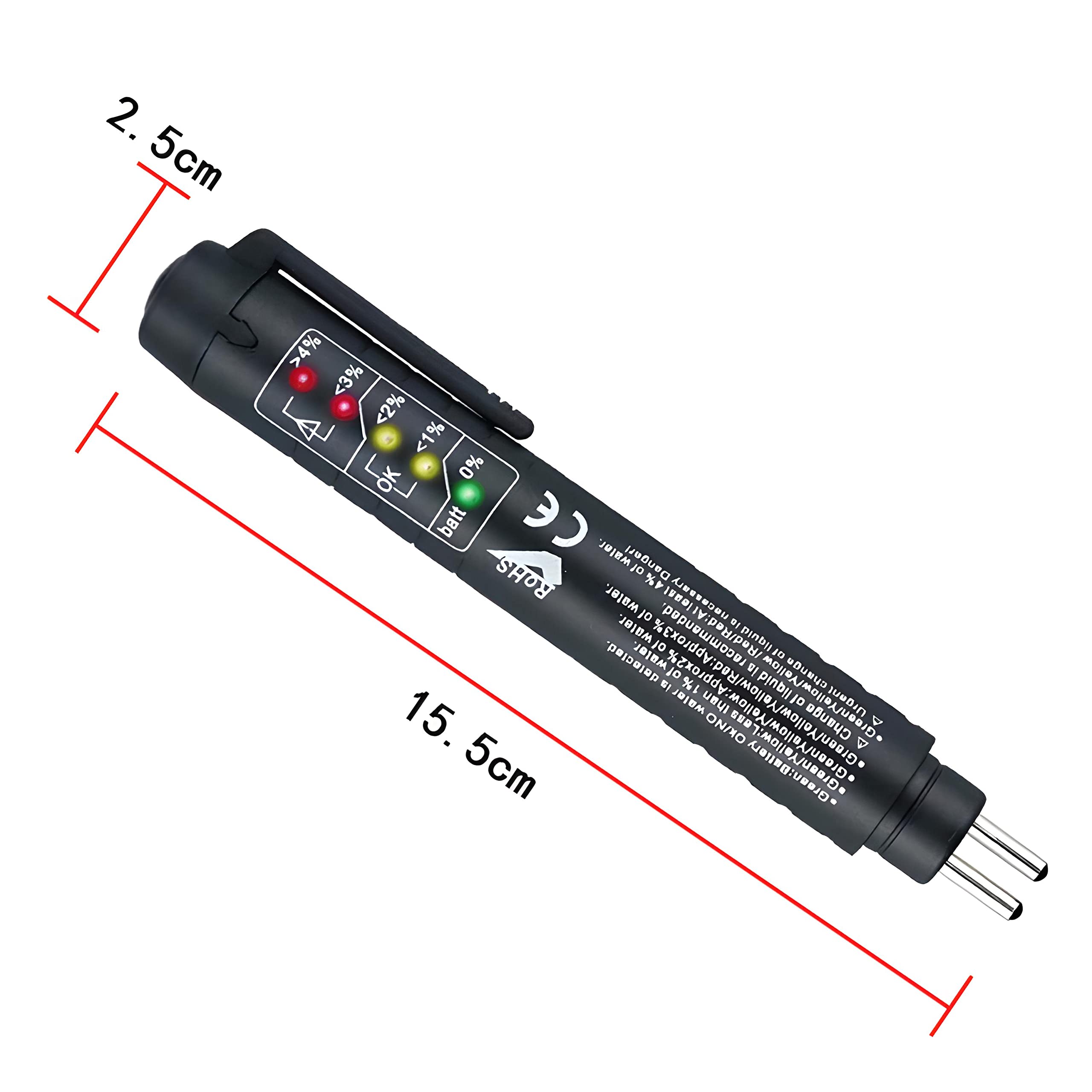 Retoo Tester di qualità del Liquido dei Freni con 5 LED, Indicatore di umidità per Veicoli, Compatibile con DOT3, DOT4, DOT5