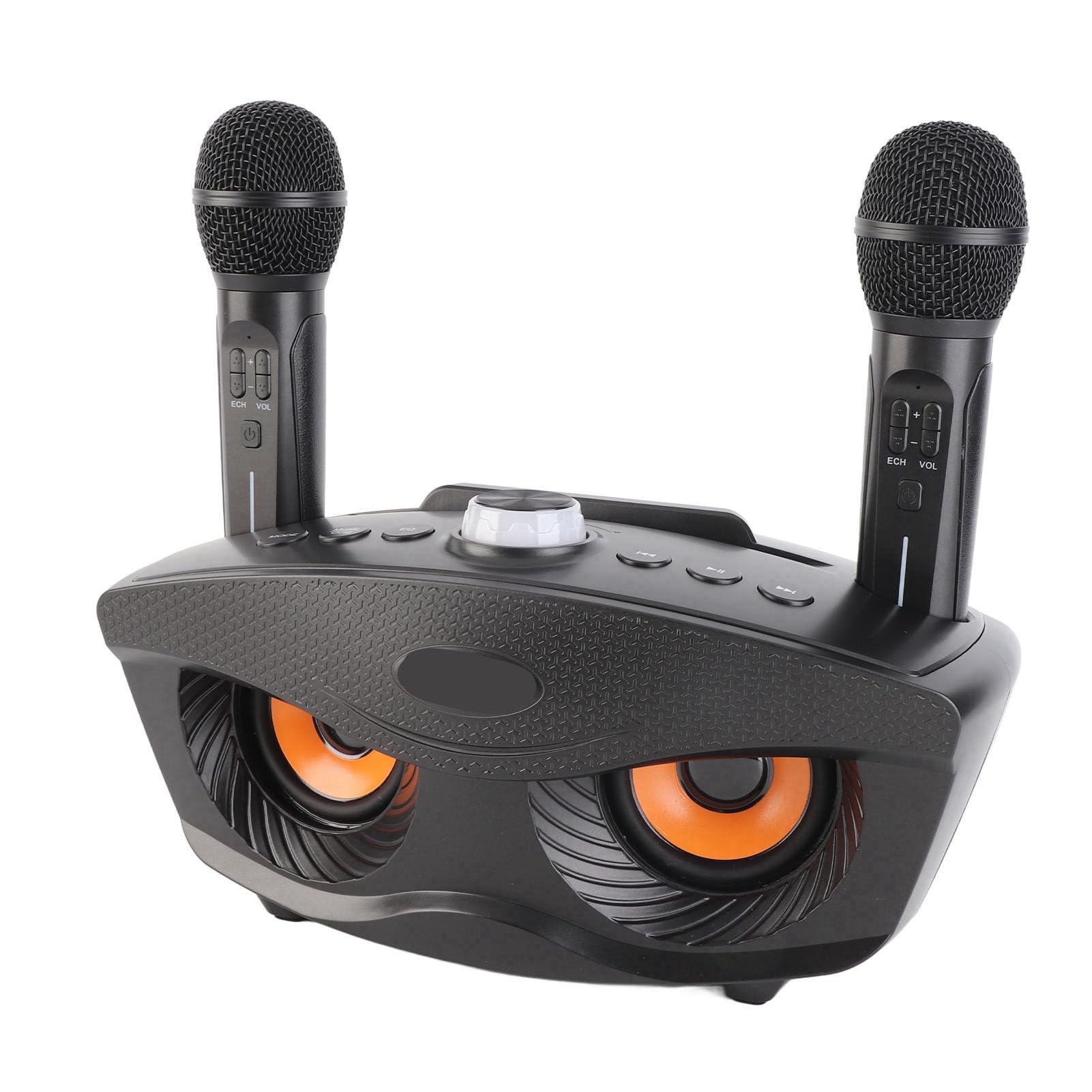 Altoparlante Bluetooth per Karaoke Domestico con 2 Microfoni per Intrattenimento Familiare e Feste, Bluetooth Wireless e AUX Supportati, Batteria da 3000 MAh (Nera)