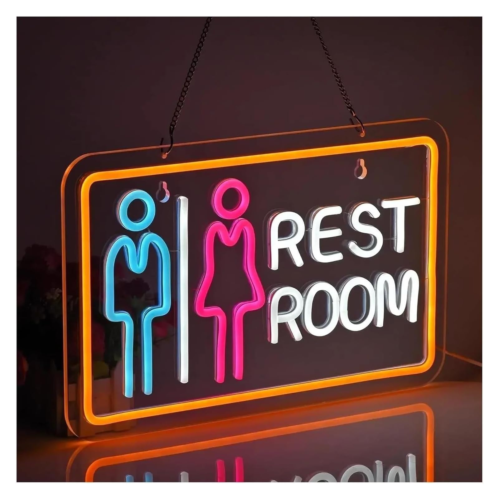 Lampada al neon Insegna al neon a LED RESTOOM per negozi, hotel, centri commerciali, supermercati 26x41cm