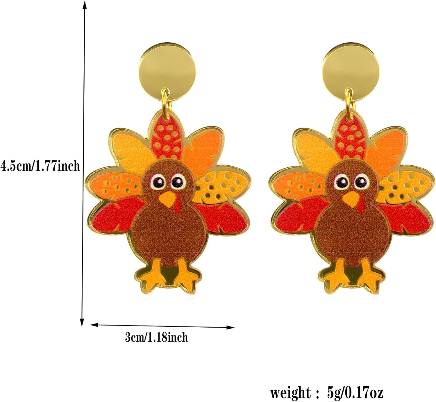 Thanksgiving Earrings for Women Fall Pumpkin Maple Leaf Turkey Dangle Earrings Thanksgiving Fall Themes Drop Earrings Acrylic Turkey Pumpkin Maple Leaf Jewelry for Women - Image 4