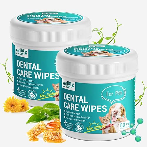 SmileDenX Toallitas para el cuidado dental del perro, toallitas para los dedos de limpieza de dientes para perros y gatos, kit de cepillado de