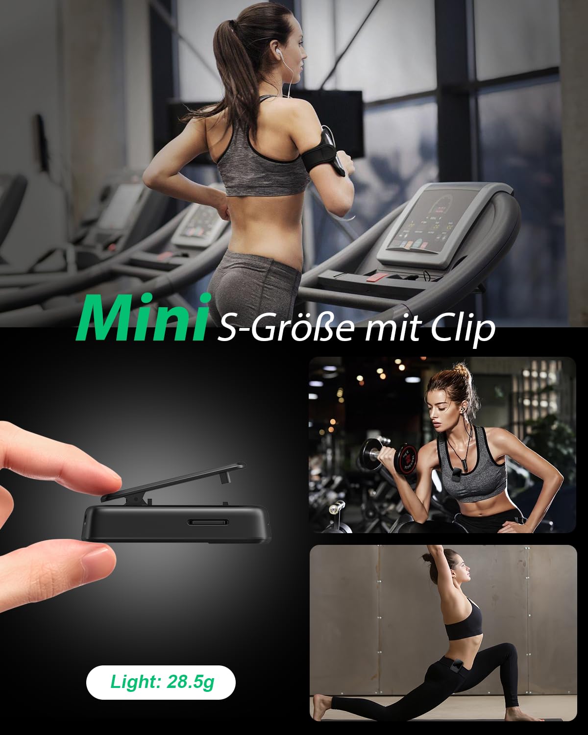 Yoton MP3-Player mit Bluetooth 5.2, HiFi-Klangqualität, FM-Radio, Sprachaufnahme, unabhängiger Lautstärkeregler, inkl. Kopfhörer, erweiterbar auf 128 GB SD-Karte (ohne SD-Karte)