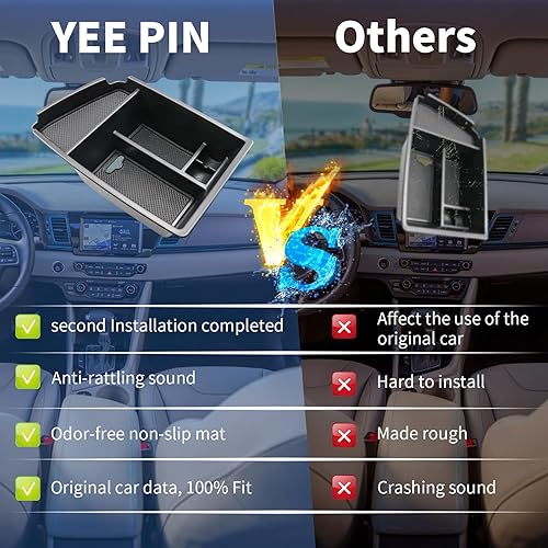 Miniatura 6 de YEE PIN Kia NIRO - Organizador de consola Kia NIRO - Organizador de consola para reposabrazos compatible con Kia NIRO - Organizador de reposabrazos