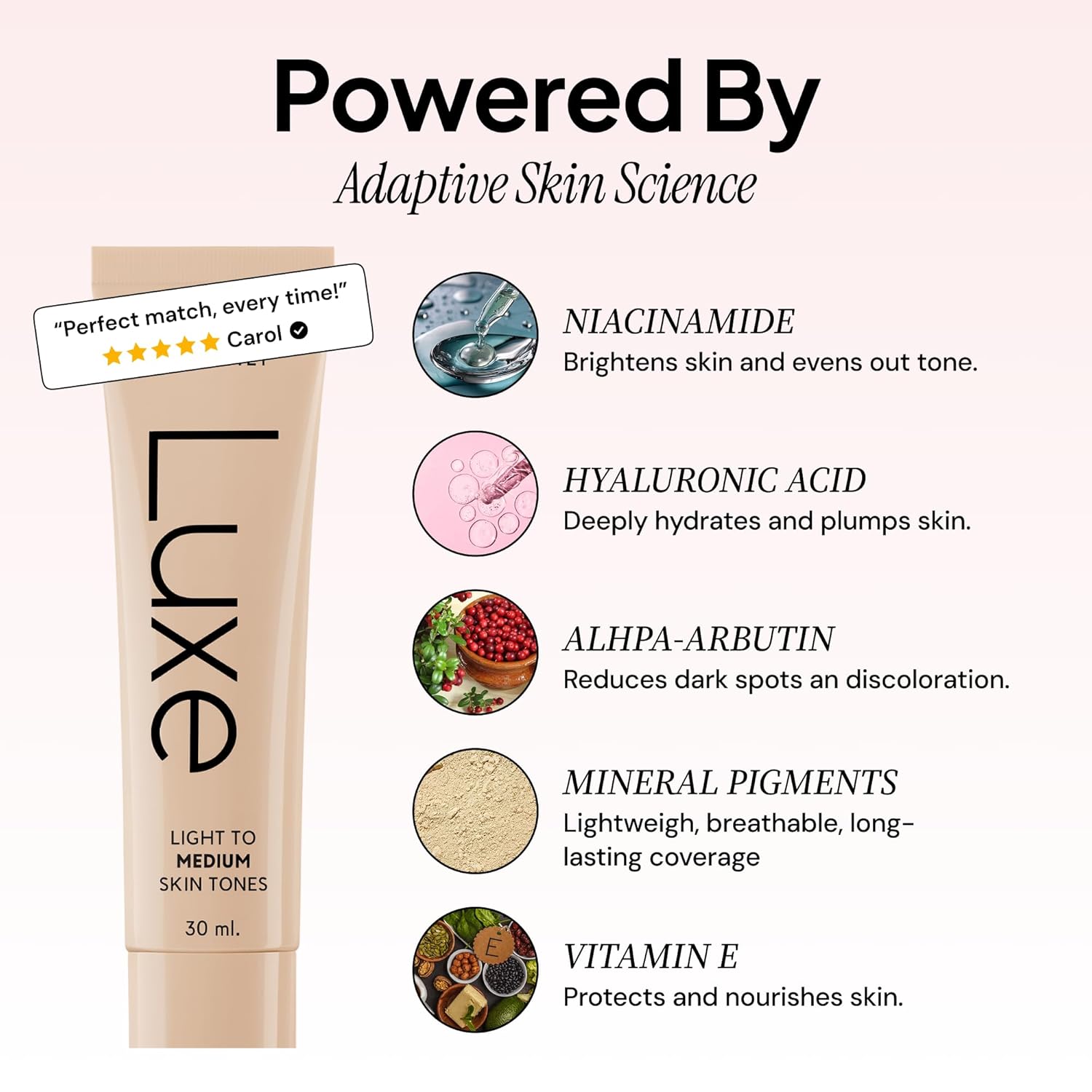 Luxe Color Changing Foundation for Women – Instantly Adapts to Your Skin Tone – Buildable Light-to-Medium Coverage – 12-Hour Wear – Natural Dewy Finish - Image 3