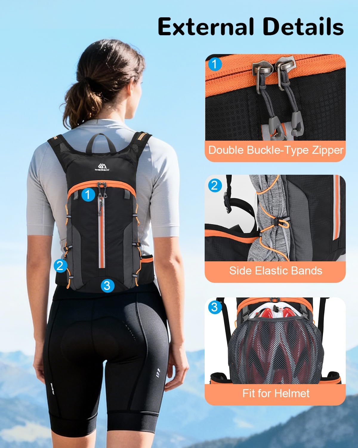 Foldable Cycling Backpack for Men Women, Small Packable Waterproof Hiking Daypack with Waist Belt, 6L Lightweight Mountain Bicycle Backpack fit Helmet for MTB Biking Skiing Climbing, Orange